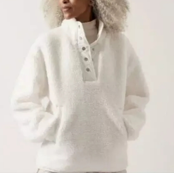 Athleta Cozy Sherpa Fleece Snap Sweatshirt - Picture 1 of 4